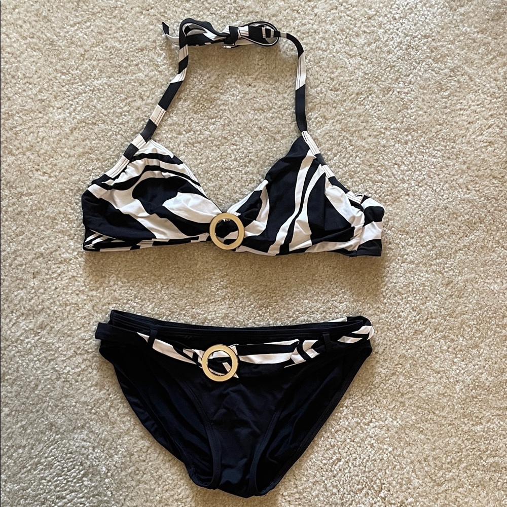 Coco Reef Zebra Stripe Black and White Bikini